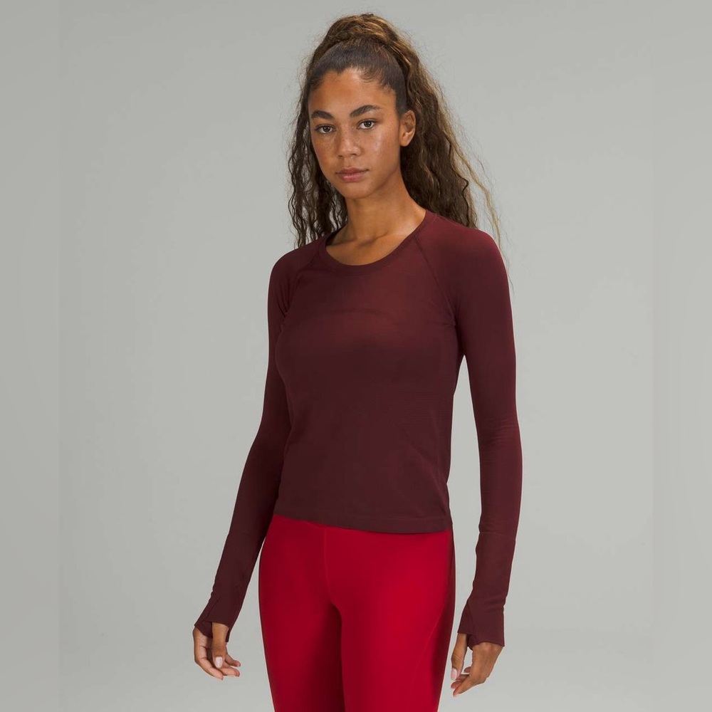 Lululemon Athletica Maroon Swiftly Long Sleeve Top